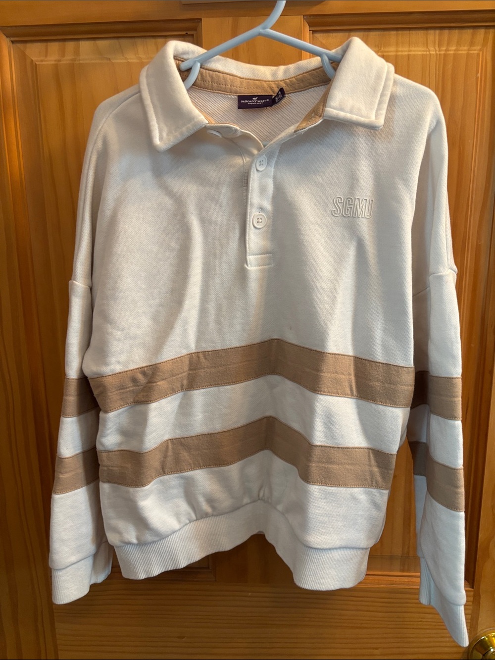 Unbleached sweatshirt with beige stripes for boys
